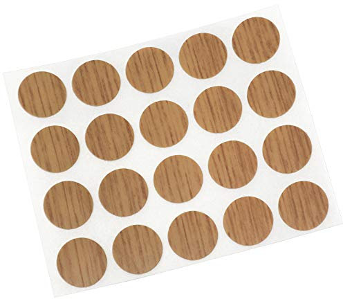 Adsamm® / 20 x Abdeckkappen / Eiche / Ø 13 mm / rund / 0,45 mm dünne selbstklebende Möbelpflaster
