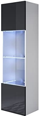 Meubles Bonitos Armoire suspendue Luke V6 en mélaminé brillant, couleurs noir et blanc, 40 x 165 x 29 cm (l x H x P)
