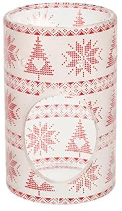 Yankee Candle Mountian Holiday Red Nordic Frosted Wax Warmer, Glass, Multi-Colour, 14cm