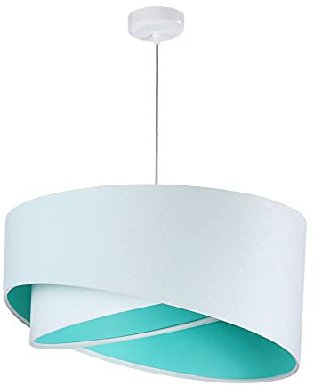 Licht-Erlebnisse Pendelleuchte Stoff Schirm Weiß Mint Ø50cm modernes Design Hängelampe Esstisch Wohnzimmer Schlafzimmer