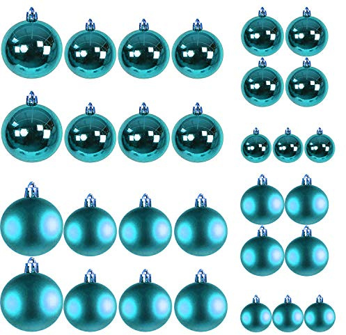 Mojawo XL-Sortiment 30tlg Weihnachts Baumkugeln Christbaumkugeln Weihnachtskugeln, Farben:Petrol