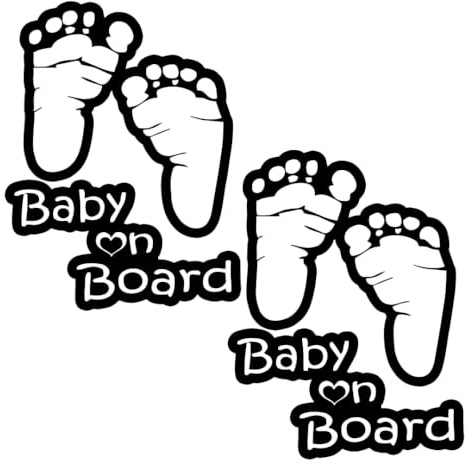 TOTOMO Baby on Board Sticker for Cars, Baby Footprint Safety Vinyl Decal for Car Window, Bumper or SUV, Cute Baby Sign, 2 Pack