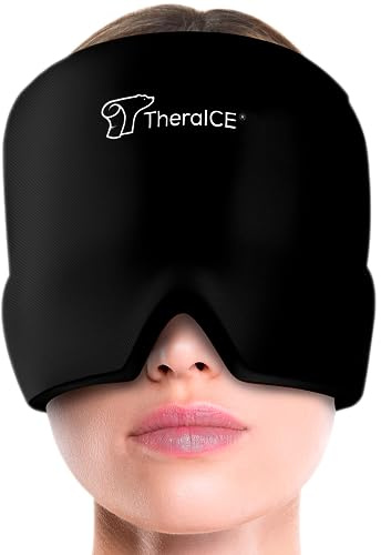 TheraICE Migraine Relief Cap | Soothing Headache Hat Ice Pack Mask | Face Cold Compress Cooling Gel Head Wrap Products for her Sinus Tension Stress Hangover & Puffy Eyes | Great Birthday Gift for Mom