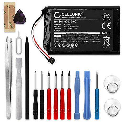 CELLONIC, battery sat nav compatible with Garmin Edge 810, Edge 800, Edge Touring Plus (1000mAh, 3.7V) + Tool-kit Replacement battery 361-00035-00 361-00035-02