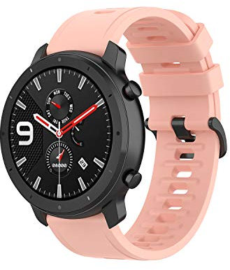 Yikamosi Compatibile con Amazfit GTR 42MM Cinturino,20MM Sgancio Rapido Silicone Chiusura in acciaio inossidabile Cinturino di Ricambio per GTR 42MM/GTS 2/GTS 2e/GTS 2Mini,Rosa