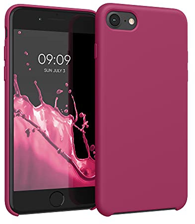 kwmobile Cover per Apple iPhone SE (2022) / iPhone SE (2020) / iPhone 8 / iPhone 7 Custodia - Back Case per Smartphone in Silicone TPU - Protezione Gommata - rosso melograno