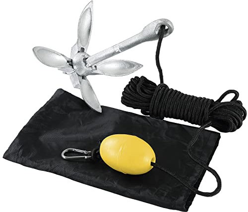 MYSPORT_6 1.5kg Kayak Anchor with 12meters/39.37feet6mm Rope, Folding Grapnel Anchor, Boat Anchor with Foldable Claw for Kayak Canoes Jetski Waterski