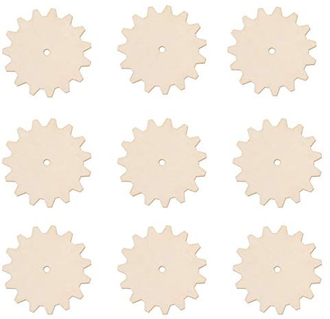WINOMO 10 Stück Holz Zahnrad Holzscheiben Holzdekoration Holzausschnitte Geschenkanhänger DIY Kunsthandwerk 10 cm