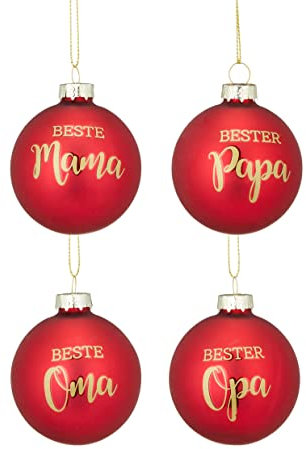 itsisa Christbaumkugel Familie (4er Set) - Beste Mama, Papa, Oma, Opa - Baumschmuck, Baumkugel