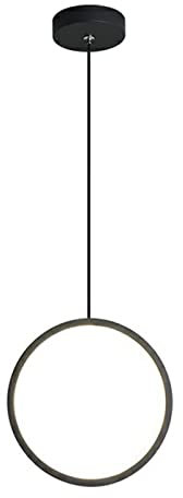 LFsem Moderne Minimalistische LED Pendelleuchte, 2700K Warmes Licht, 13W, Metall Ring Hängelampe für Schlafzimmer und Wohnzimmer (A-Schwarz)