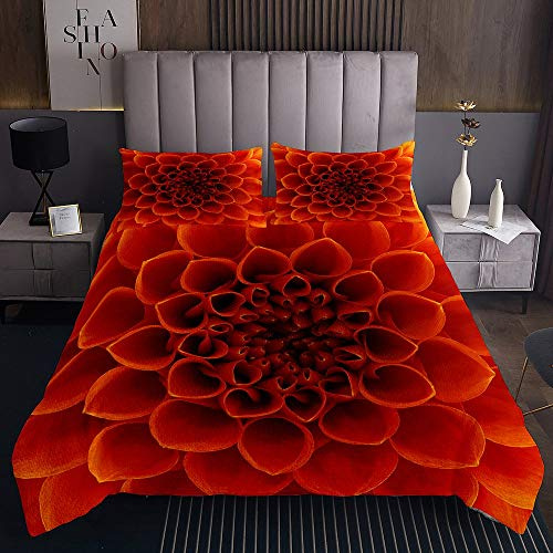 richhome Bloom Flower Rose Tagesdecke 240x260cm Mandala Yellow Botanical Steppdecke für Kinder Jungen Mädchen Orange Blumen Weichste Bettwäsche Set Tagesdecke Bettbezug 3St