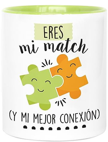 LA MENTE ES MARAVILLOSA - Taza de Cerámica con Frase de Amor | Eres mi Match (y Mi Mejor Conexión) | 330 ml Regalo Original de San Valentín para una Persona Especial, Taza de Café y Té