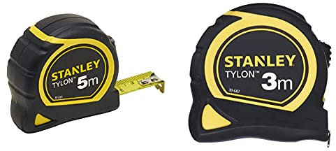 Stanley 1-30-697 - Mètre Tylon Bi matière 5m X 19mm - Ruban Anti-Corrosion - Blocage Du Ruban - Position Du Zéro Réel - Classe Ii & Mesure 3 m x 13 mm bi-matière Tylon Multicolore