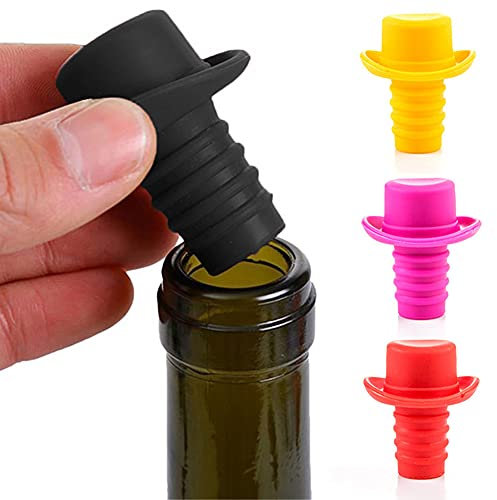 AKOAK 3 Pcs Bottle Stopper Top Hat Silicone Bottle Cap Reusable and Unbreakable Sealing Cap Suitable for Beverage, Wine, Beer Bottles