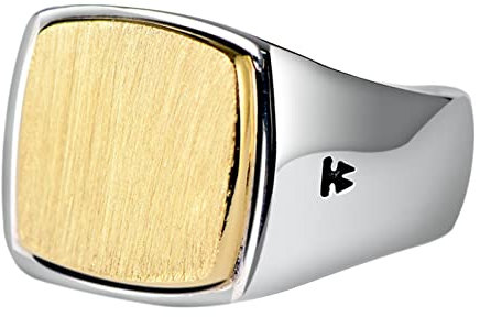 Ayoiow Siegelring 925 Silber Herren, Siegelringe für Herren Gebürstet Gold Siegelring Breit 14mm Ring Größe 61 (19.4)