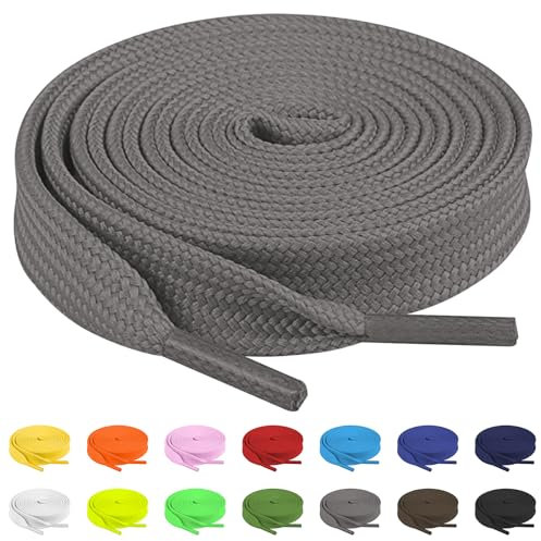 TBOC Cordones Planos [Gris] [90 cm] para Calzado Zapatos Zapatillas Botas | Cordón Patines Fútbol Deporte | Compatibles con Converse Nike Adidas Panama Jack Asics Vans