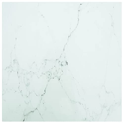 Quadratisch Glasplatte Tischplatte in Weiß Marmor Optik - Glasscheibe mit 6 mm Sicherheitsglas 60x60 cm Tisch Glasplatte für Zuhause, Küche, Esszimmer