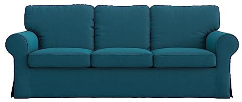 MASTERS OF COVERS Sofabezug für IKEA Ektorp 3-Sitzer, Dunkler Ozean Sofa überzug Ektorp Couch überzug aus Polyester Petite, Ektorp 3er Sofa Cover, 218x88x88cm