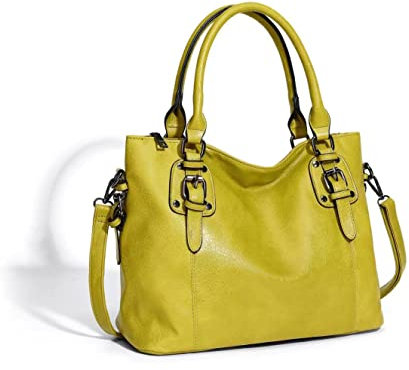 Damen-Handtaschen, weiches Leder, Retro-Designer, Tragegriff oben, lässige Tasche, Umhängetaschen, Stil 1 Gelb, 33,02 cm, Reisetasche