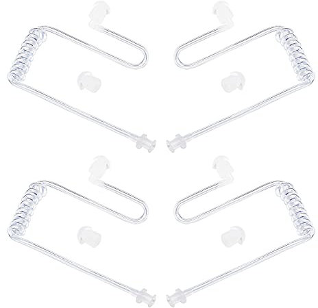 HYSHIKRA Ersatz verdeckte akustische Luftspule Audioröhre kompatibel mit Motorola Kenwood Baofeng Sprechfunkgerät FBI Sicherheit Hörmuschel Headset (Transparent, 4 Pack)