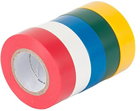 Cinta adhesiva aislante, 10 m, color amarillo, rojo, verde, cableado eléctrico, rollo (azul)