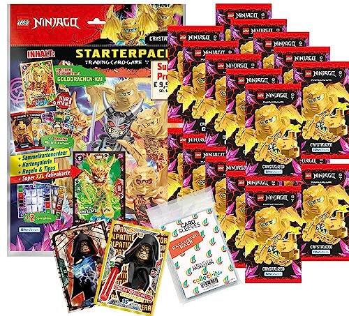Bundle mit Blue Ocean Lego Ninjago Serie 8 Trading Cards - 1 Starter + 20 Booster + Exklusive Collect-it Hüllen