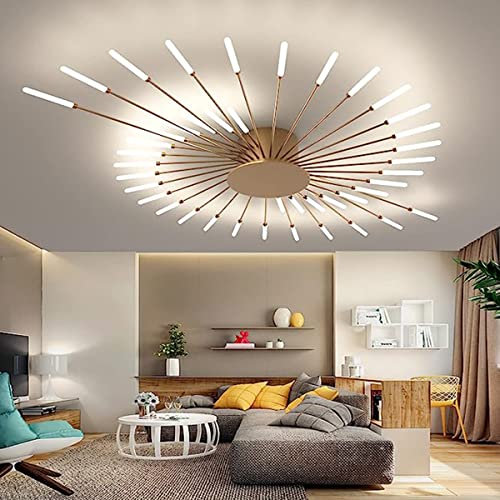 Bellastein Modern Dimmbar LED Deckenleuchte 42-Flammige Unterputz-Deckenlampe 3000-6000K Mit Fernsteuerung Schlafzimmer, Wohnzimmer, Esszimmer Pendelleuchte (Gold, 42 Lichter)
