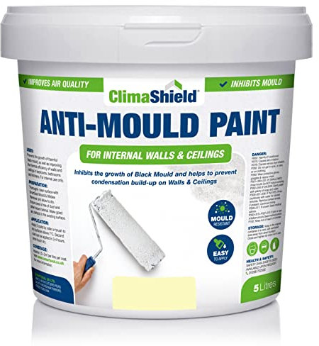 SmartSeal Anti Mould Paint - 5 Litres - For Bathroom, Kitchen and Bedroom Walls & Ceilings. Ultimate Protection Against Dangerous Mould - 5yr Mould Resistance - Devon Cream Finish