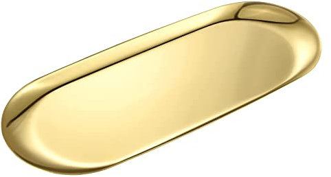 GNCLOUD Gold Tray, Stainless Steel Jewelry Tray, Makeup Cosmetic Trays,Towel Napkin Tray,Tea Fruit Trays(Medium)