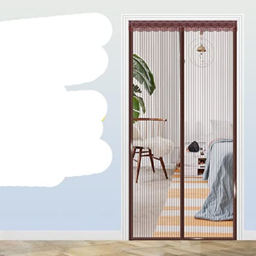 BHADANI Summer Anti Mosquito Insect Door Curtain Magnetic Mosquito Net Kitchen Curtains-Coffee stripe,130x210cm