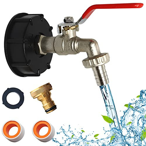 Adaptateur de Réservoir IBC Connecteur à Filetage 1/2, Robinet Cuve 1000L en Laiton Robinet Recuperateur Eau De Pluie, Robinet Sortie Raccord Vanne Robinet Raccords De Tuyau D'arrosag (1/2)