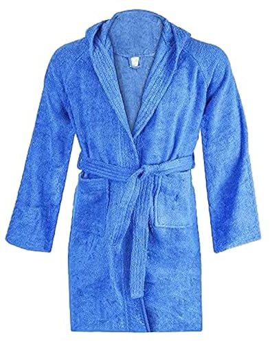INTRECCI Accappatoio Bambino e Bambina, Accappatoio Spugna di Cotone, 4/6 Anni, Assorbente, Morbido, per Pelli Sensibili, Certificato Oeko-Tex. Colore: Blu