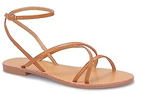La Modeuse - Sandales Nu-Pieds Plates avec Multiples Brides Fines