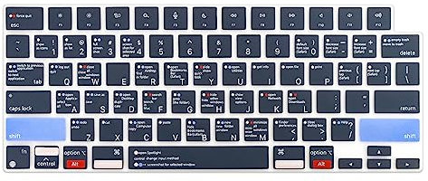 Lucocia Spolight Gray OS Shortcut Keyboard Cover Skin,for MacBook Air 13 15 M4 A3240 A3241 M2 A2941 2023/for MacBook Pro 14 16 M2 M1 A2779 A2442 A2780 A2485 A2991 A2992