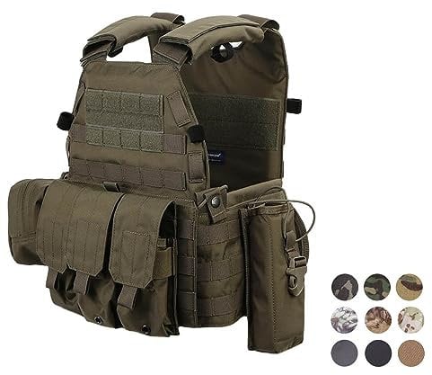 Elite Tribe LBT6094A Style Plate Carrier w 3 pouches Tactical Vest Combat Vest (Ranger Green)