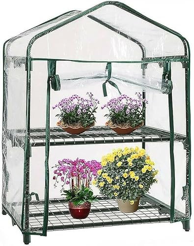 Tyenaza Copertura di Ricambio per Serra a 2 Livelli, Telo in PVC per Mini Serra a Due Ripiani per Piante, 69x49x92 cm, Serra da Giardino e Balcone, per Protezione Piante, Invernale, per Giardinaggio
