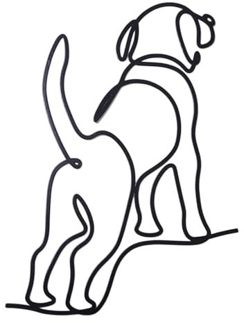 TYLCC Wanddekoration aus schwarzem Metall, minimalistisch, abstrakter Hund, Wandkunst, Linienzeichnung, Kunst für Wohnzimmer, Schlafzimmer, Dekorationen (Wächter)