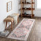 Carvapet Waschbar Läufer Teppich 60x180cm rutschfest Lang Dünner Teppiche Gegend Vintage Medaillon Rosa Teppich für Wohnzimmer Schlafzimmer Küche