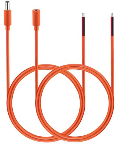 Tonton 1M Gleichstrom Pigtails Kabel, DC 5.5MM x 2.1MM Buchse/Stecker zum Bare Wire Open End Netzteil Reparaturkabel für CCTV Überwachungskamera, Led Streifen, Router, Drucker usw. (Buchse/Stecker)