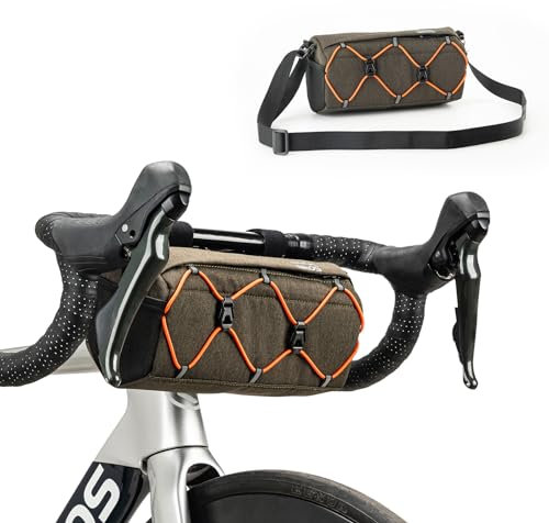 ROCKBROS Bicycle Handlebar Bag, Bicycle Front Pouch for Mountain Bikes and Racing Bikes, Shoulder Bag Storage Pouch with Shoulder Strap Cycling Roll Pack