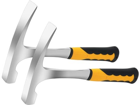 MAHIONG 2 Pack 20oz Brick Hammer, Flat Head Geological Fossil Hammer with Shock Reduction Grip Handle, Heavy Duty Masonry Rock Hammers for Bricklaying, Mining, Prospecting