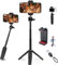 VIDIFY MT-08 Travel Tripod - Extendable Mini Tripod Stand with 1/4'' Screw, Phone Clamp and Bluetooth Shutter Remote for iPhone Vlogging and Smartphone Selfies