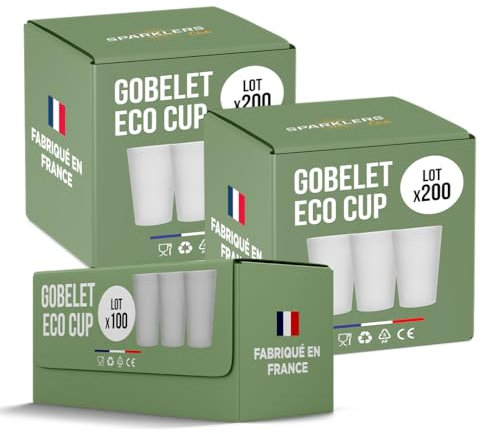 SPARKLERS CLUB Lot de 500 Gobelets Réutilisables ECO CUP 30cl - Jusqu'à 100 Lavages lave vaisselle - Gobelet Bière Réutilisable en Polypropylène, Gobelet Eco Cup pour tout évènement