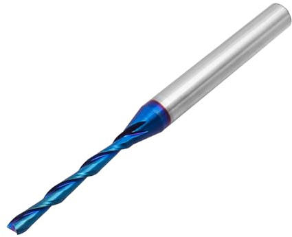 Gasea 1/4 Inch Shank Flat Nose Spiral End Mill CNC Router Bits, 2 Flute Down Cut Tungsten Carbide Nano Blue Coating End Milling Cutter Tool 1/4 x 1/8 x 1 x 3