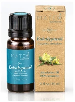 MateoEssentialOils – 100% Reines Eukalyptusöl – Natürlich & Erfrischend – Ideal für Aromatherapie, Raumduft, Hautpflege & Diffuser – Eukalyptus - 10 ml.