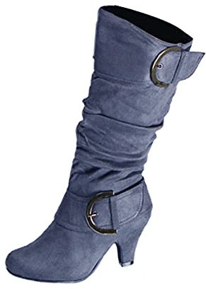 WKAYsIV Stivali Alti Stringati Donna Tacco Allungare Lungo sopra Il Ginocchio Equitazione Vestibilità Ampia con Zeppa Plateau 42 32.99