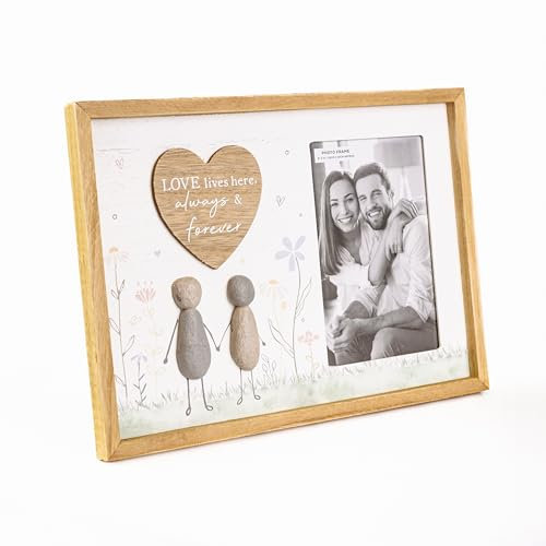 Marco Paul Love Pebble Art Photo Frame - Wooden Keepsake Gifts, Keepsake Photo Framed Pictures (Pebble Partner Frame)