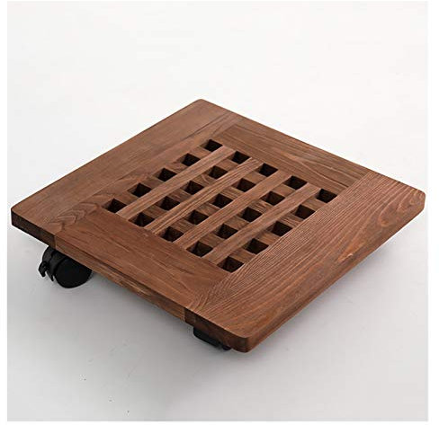 Rouleau de plantes avec roulettes – Chariot en bois robuste pour grands pots, support de pot de fleurs intérieur/extérieur sur roulettes – Support de déplacement de pot de jardin