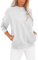 Cuptacc Langarmshirt Damen Pullover Herbst Rundhals Sweatshirt Damen Elegant Rundhals Taschen Oberteile Weiß XL 46-48