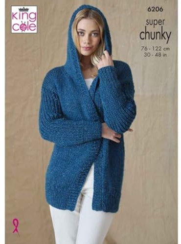 King Cole Super Chunky Knitting Pattern Ladies Hooded Jacket & Waistcoat (6206)